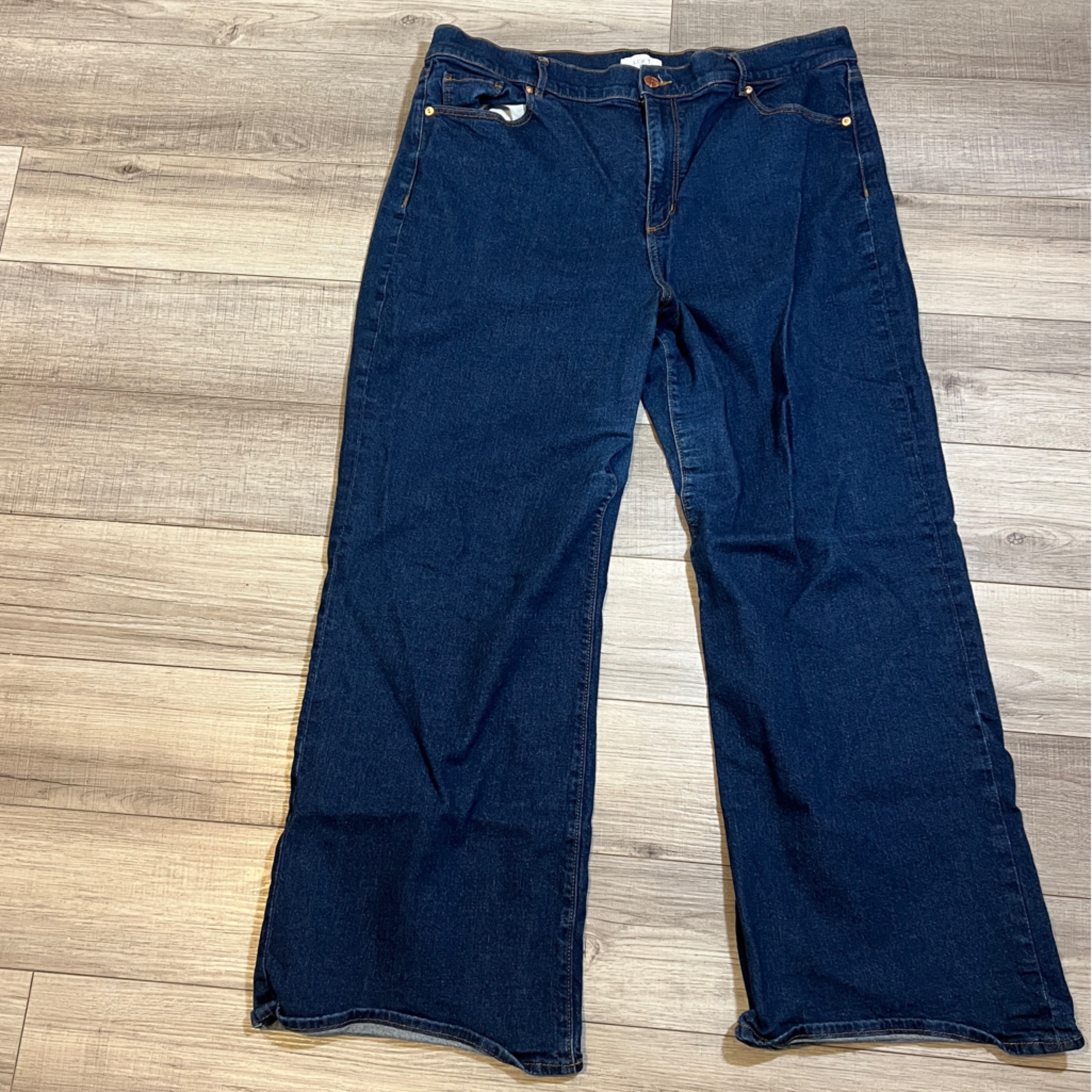 Loft Women Flare Bootcut Jeans Size 18 Dark Indigo High Rise Stretch Denim Chic